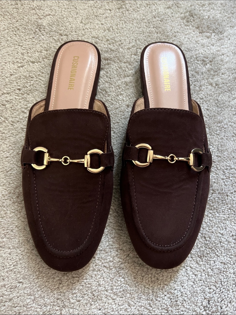 Brown suede mules. Size 10